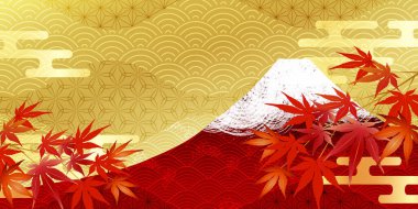 Mt. Fuji sonbaharı sonbahar arkaplanından ayrılıyor 