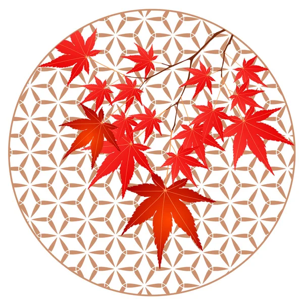 Herfst Bladeren Esdoorn Japans Patroon Pictogram — Stockvector