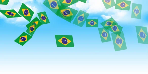 Brazilië Nationale Vlag Lucht Achtergrond — Stockvector