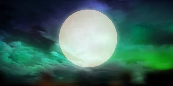 Halloween Pleine Lune Ciel Nocturne Fond — Image vectorielle