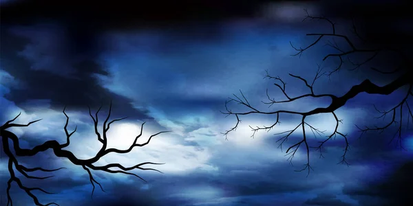 Halloween Nacht Hemel Landschap Achtergrond — Stockvector