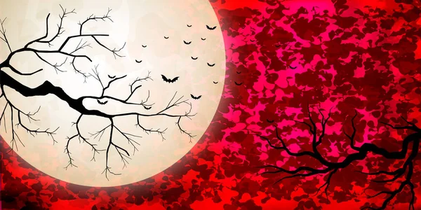 Halloween Volle Maan Nacht Hemel Achtergrond — Stockvector