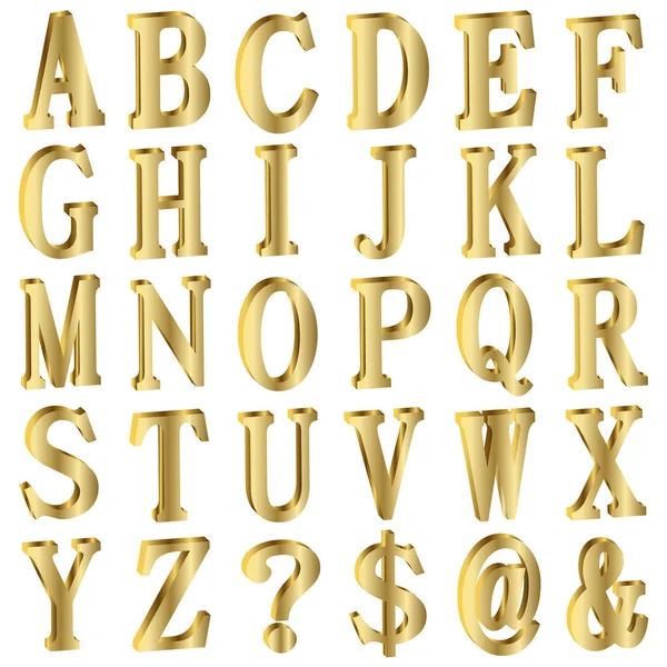 Letras Del Alfabeto Metal Oro Icono — Archivo Imágenes Vectoriales
