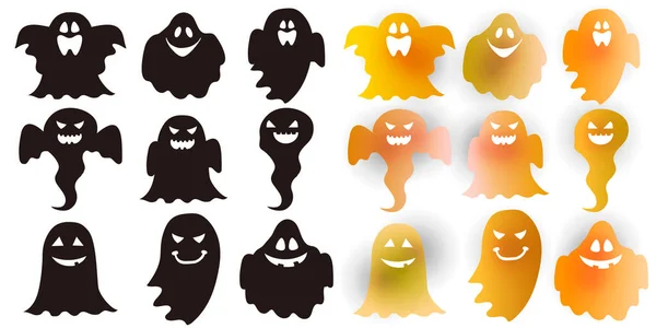 Halloween Fantasma Silhueta Ícone Fantasma — Vetor de Stock