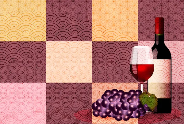 Vino Uva Fondo Cristal Otoño — Vector de stock