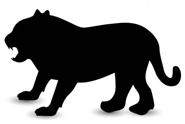 Silhouette Tigre Icône Carte Nouvel — Image vectorielle