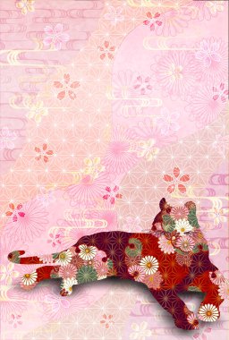 Kaplan Yeni Yıl Kart Japon desenli geçmişi 