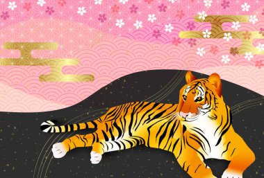 Kaplan Yeni Yıl Kart Japon desenli geçmişi 