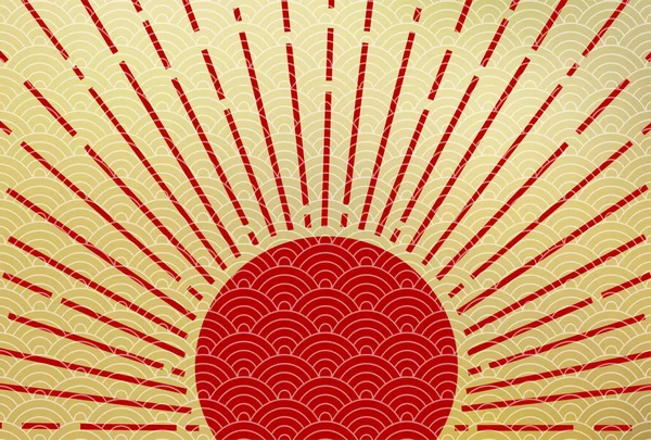 Sunrise Nieuwjaarskaart Japanse Patroon Achtergrond — Stockvector