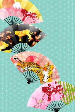 Kaplan Yeni Yıl Kart Japon desenli geçmişi 