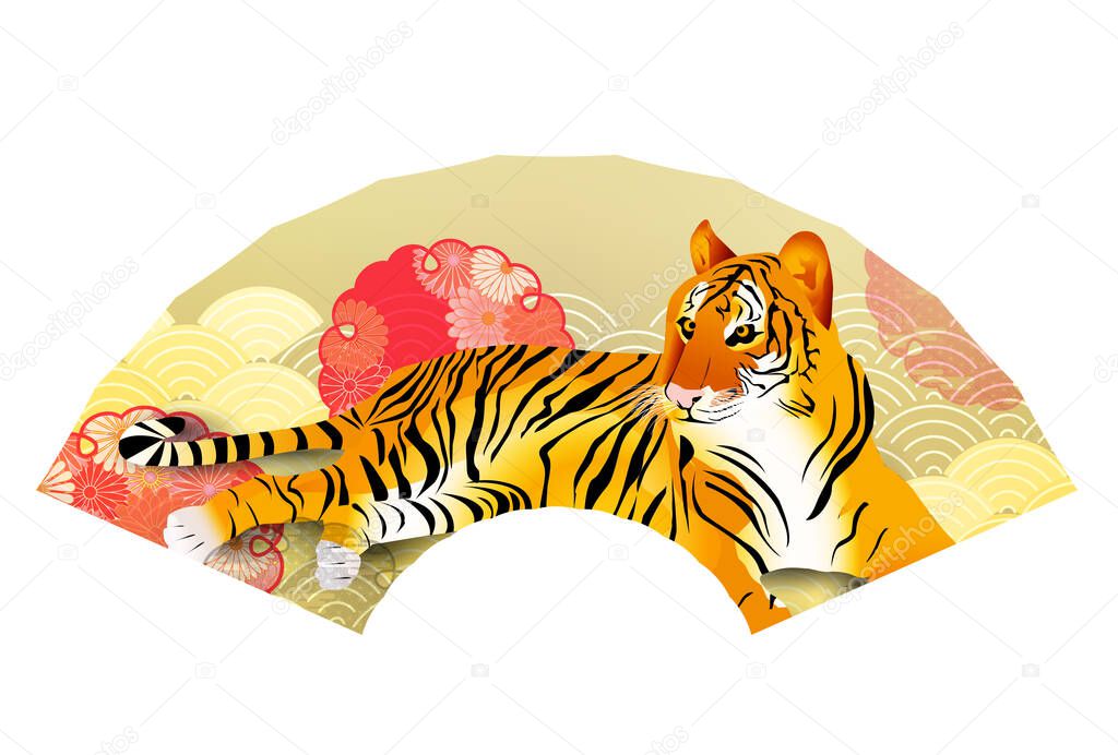 Tiger New Year's card Japanese pattern icon 