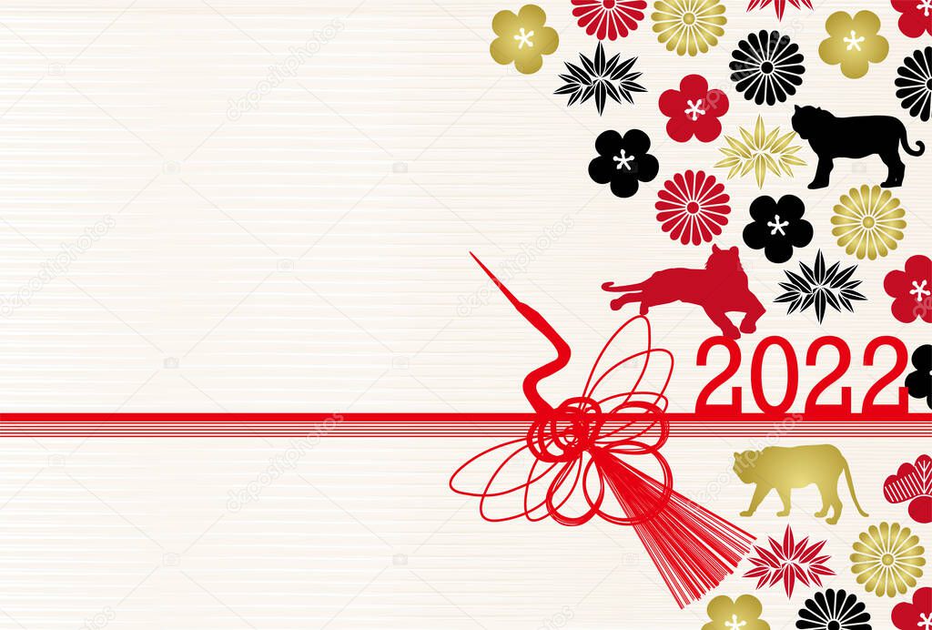Tiger New Year's card Japanese pattern background