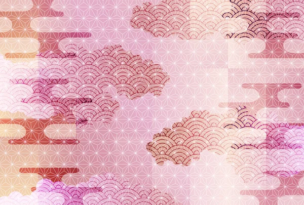 Japanisches Muster Neujahrskarte Muster Hintergrund — Stockvektor