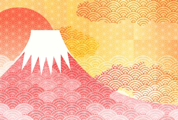 富士山 富士年賀状 日本のパターン背景 — ストックベクタ