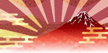 Mt. Fuji Yeni Yıl Kartı Japon şablonu 
