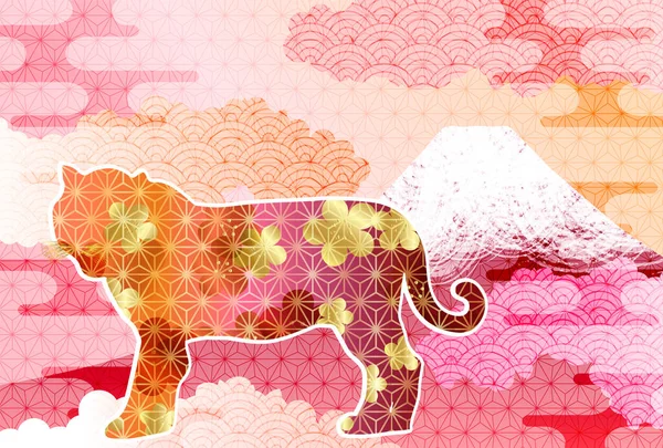 Tigre Fuji Fond Carte Nouvel — Image vectorielle