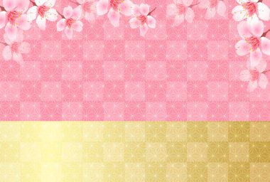 Japon desenli yeni yıl kartı Sakura arka planı 