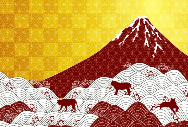 タイガー山 富士年賀状の背景 — ストックベクタ