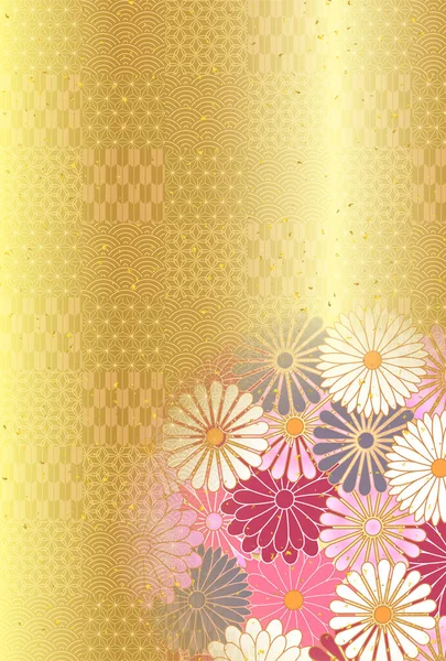 日本模式新年卡片菊花背景 — 图库矢量图片