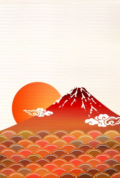 Fuji Neujahrskarte Japanisches Muster Hintergrund — Stockvektor