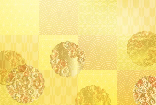 Японский Шаблон Новогодняя Открытка Хризантема Фоне — стоковый вектор