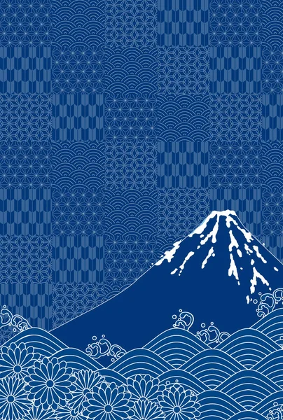 Όρος Fuji Πρωτοχρονιάτικη Κάρτα Ιαπωνικό Μοτίβο Φόντο — Διανυσματικό Αρχείο