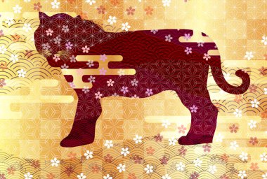 Kaplan Yeni Yıl Kart Japon desenli geçmişi 