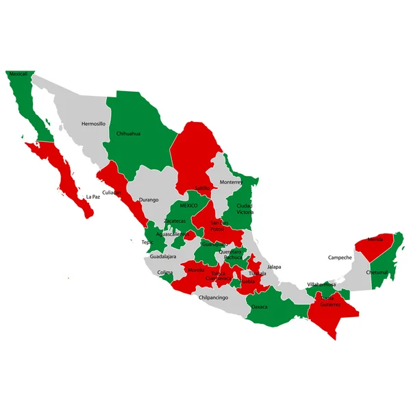 Mapa země Mexiko — Stockový vektor