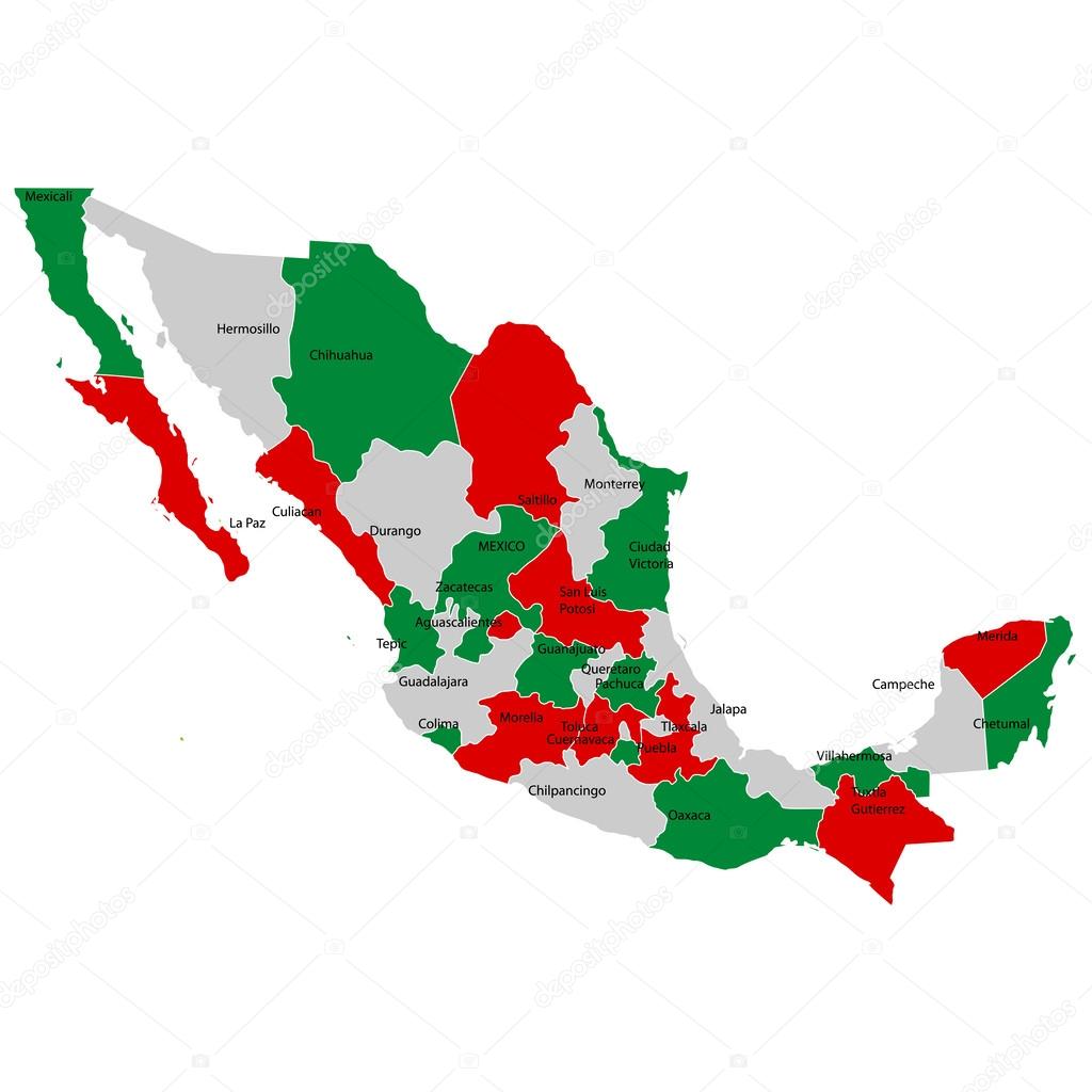 países de mapa do México — Vetor de Stock © JBOY24 #51884211