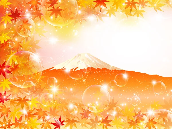 Maple foliage Mount Fuji — Stock Vector