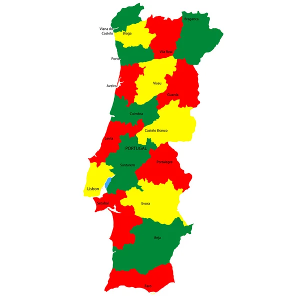Portugal mapa países — Vetor de Stock