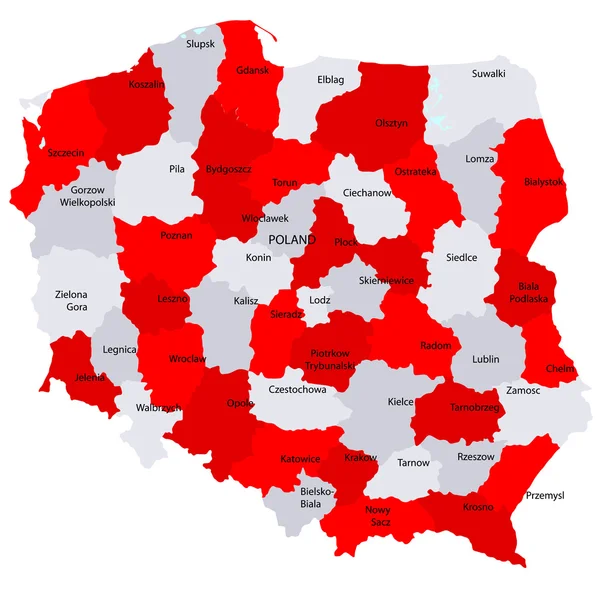 Polónia mapa países —  Vetores de Stock