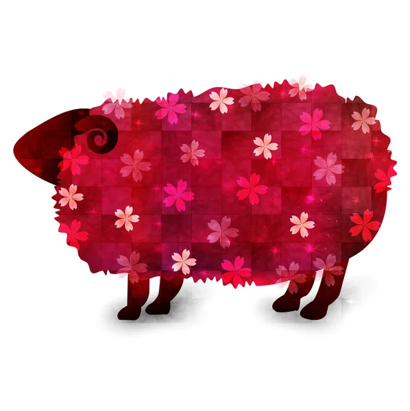 Sheep cherry greeting cards — Stock Vector