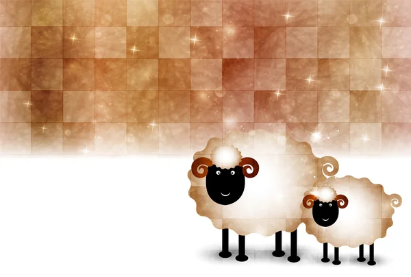 Moutons cartes de voeux fond — Image vectorielle