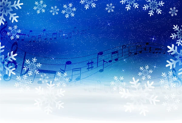 音楽の雪の背景 — ストックベクタ