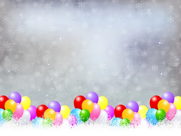 Globos fondo nieve — Vector de stock