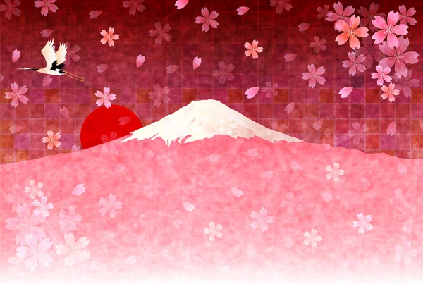 Fuji cherry greeting cards — Stock Vector