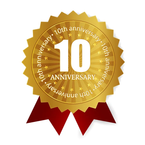 10th yıldönümü madalya çerçeve — Stok Vektör