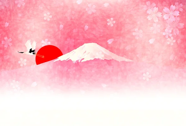 Fuji cartes de voeux cerise — Image vectorielle