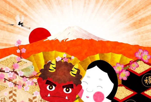 Setsubun demon bakgrund — Stock vektor