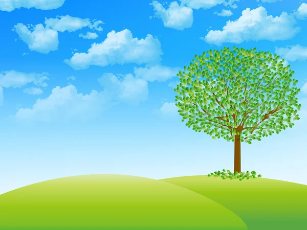 Árbol de hojas verde fresco — Vector de stock