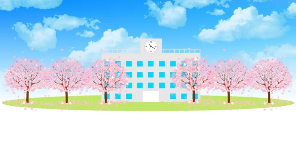 桜の学校背景 — ストックベクタ