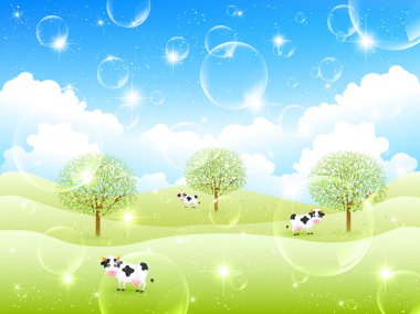 Sığır çiftliğinde arka plan