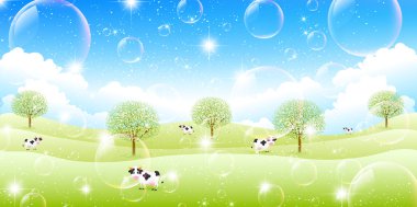 Sığır çiftliğinde arka plan