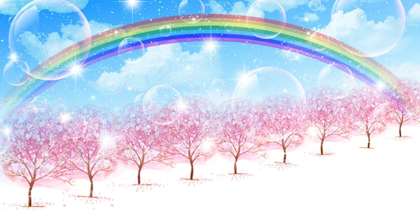 Cerise arc-en-ciel fond — Image vectorielle