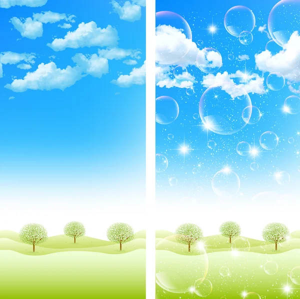 Fond vert ciel frais — Image vectorielle