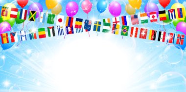 Bayraklar spor gök karşılamak