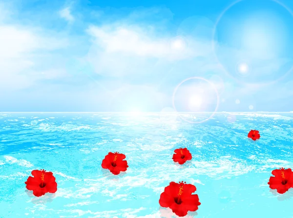 Hibiscus fond marin — Image vectorielle