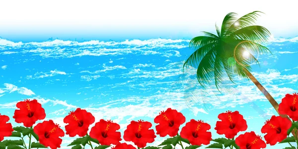 Hibiscus fond marin — Image vectorielle