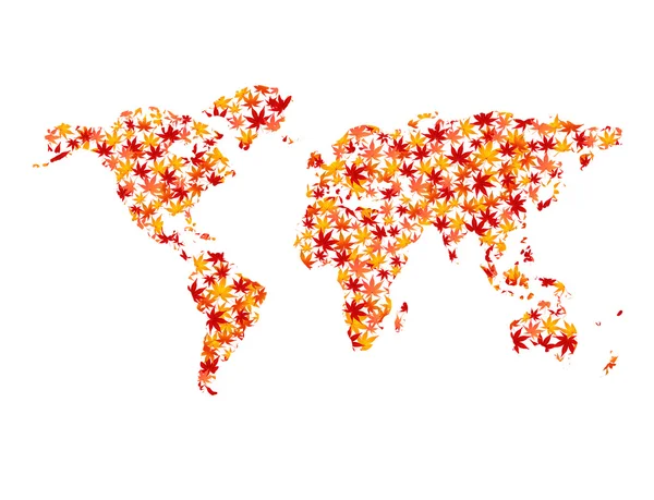 Mapa do Mundo folhagem de bordo — Vetor de Stock